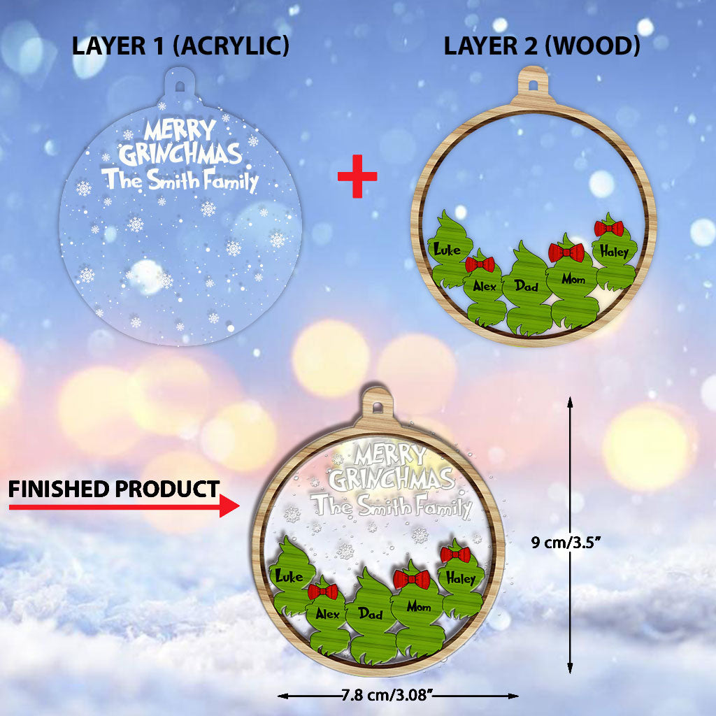 Joyeux Grinchmas - Ornement de Noël personnalisé à plusieurs niveaux