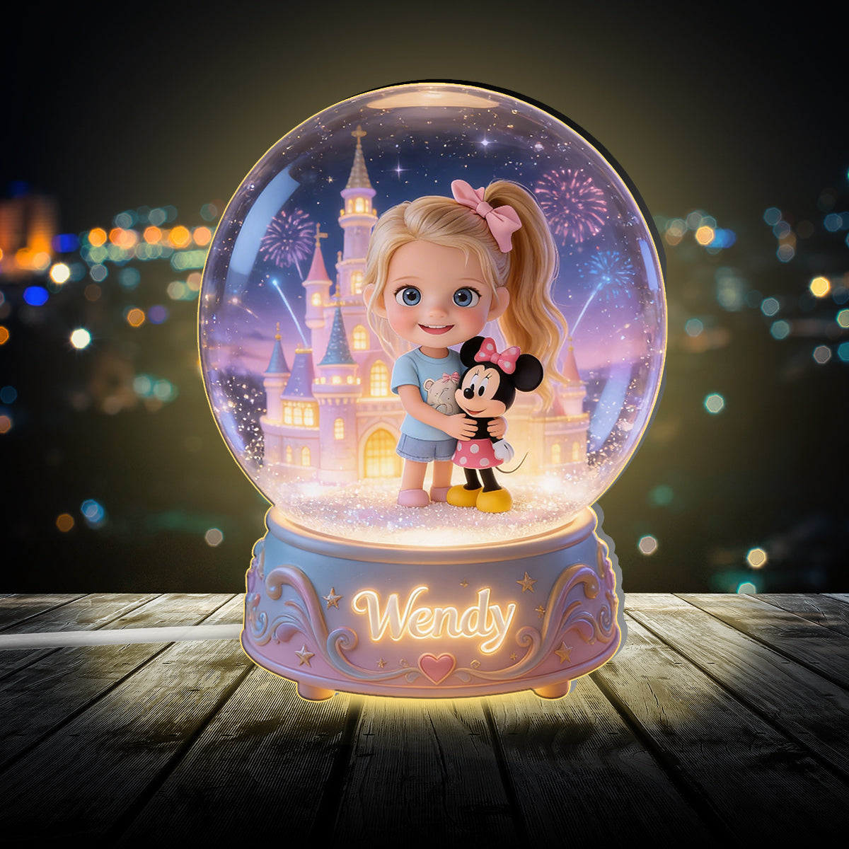Custom Any Photo Magical Friends - Personalized Blonde White Girl Acrylic LED Night Light