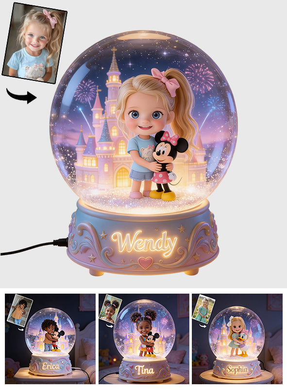 Custom Any Photo Magical Friends - Personalized Blonde White Girl Acrylic LED Night Light