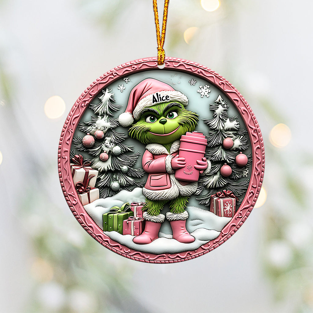Grinchy Dame Verte - Ornement de Noël personnalisé en forme d'étole