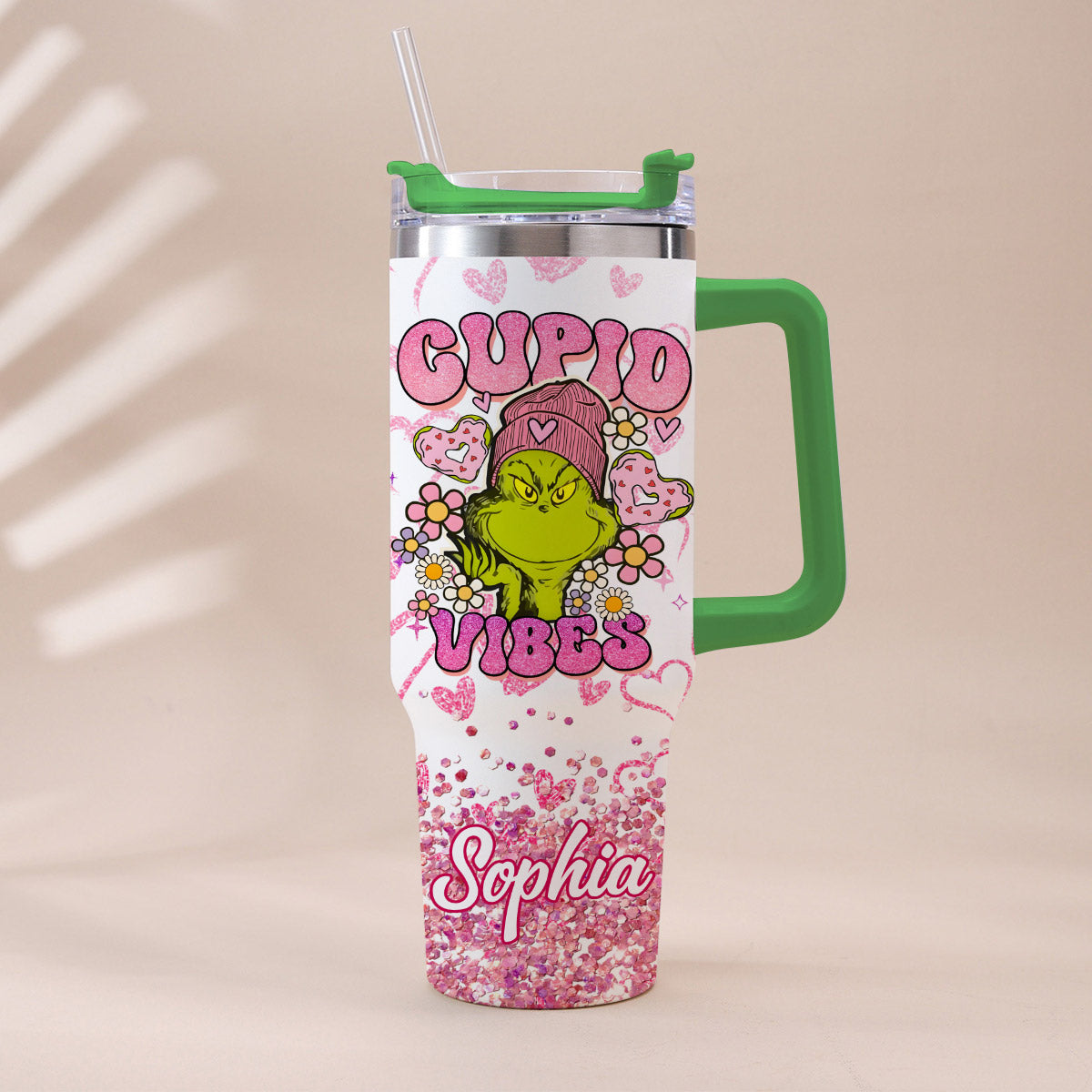 Cupid Vibes - Gobelet de Noël personnalisé avec anse, motif étole