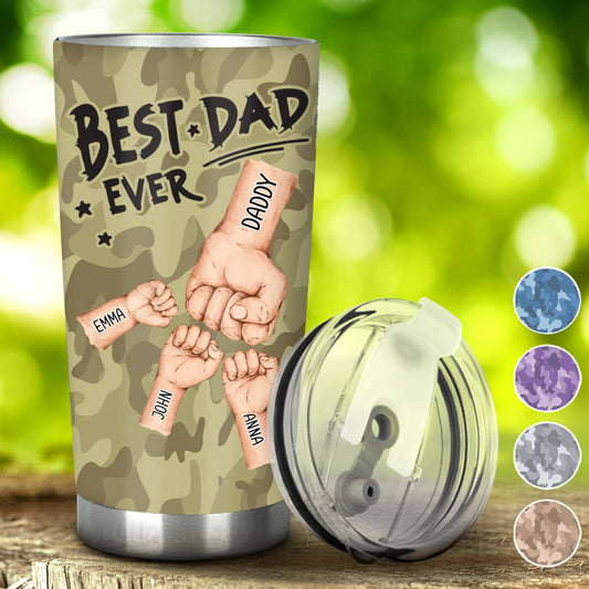 Best Dad Ever Camo Pattern Fist Bump - Personalized Father Tumbler
