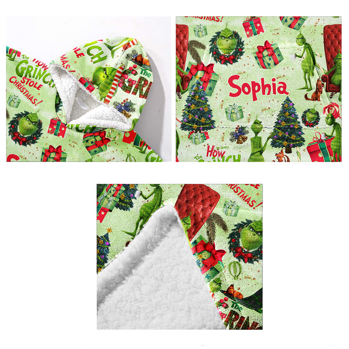 Green Christmas - Personalized Stole Christmas Blanket Hoodie