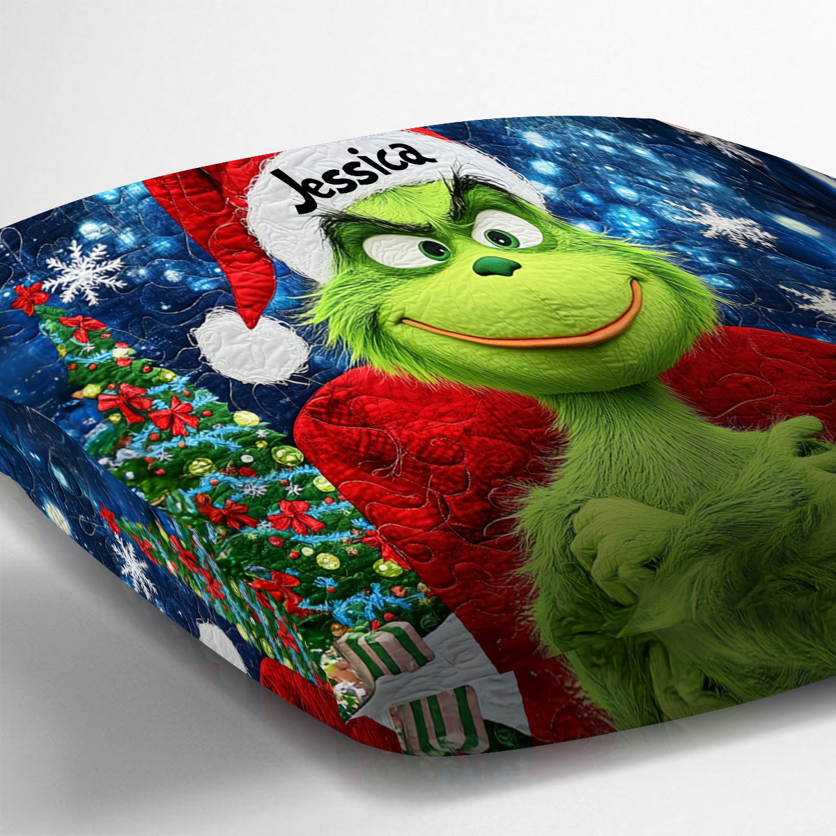 Joyeux Grinchmas - Coussin décoratif de Noël personnalisé avec étole
