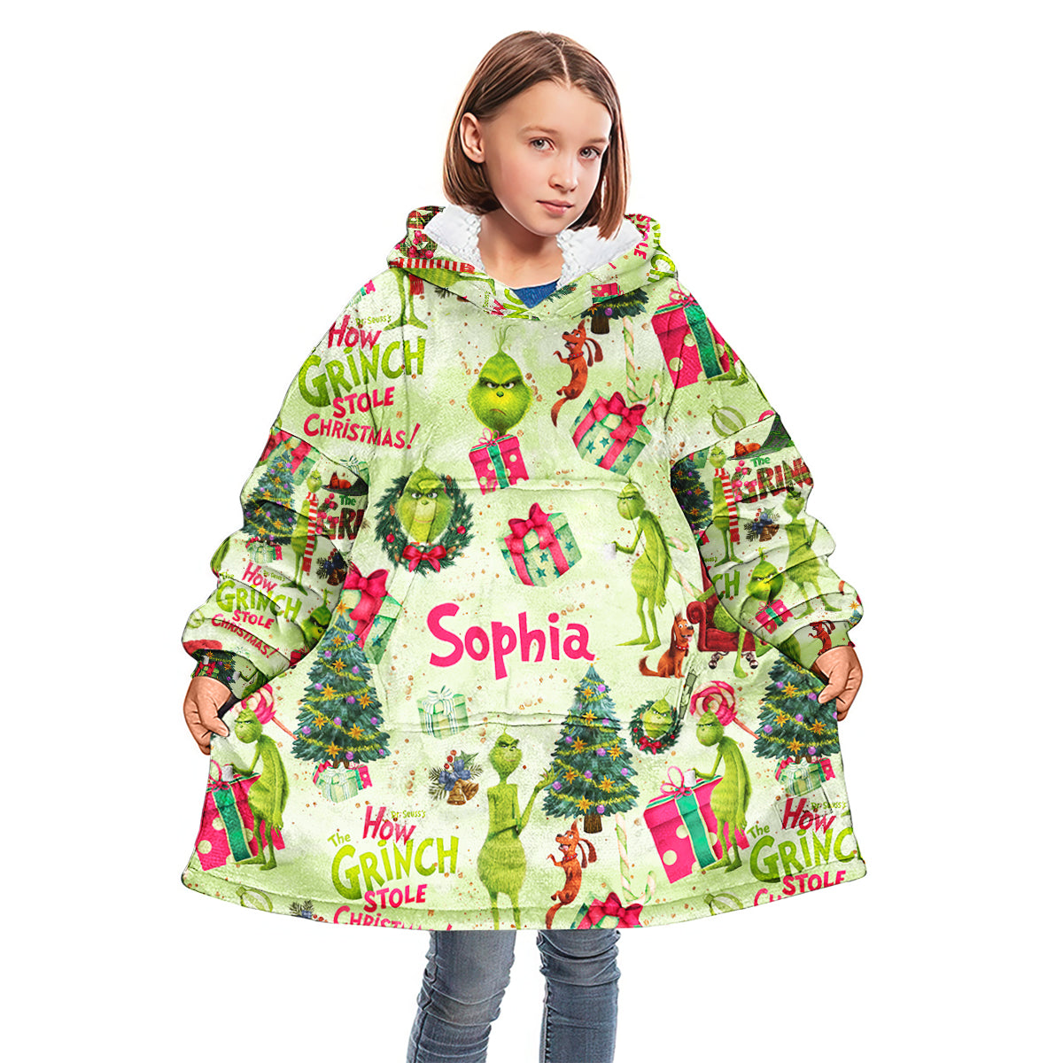 Green Christmas - Personalized Stole Christmas Blanket Hoodie