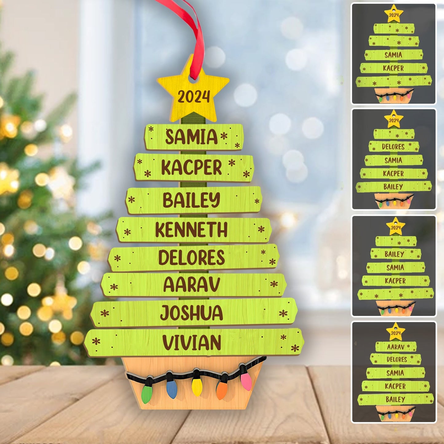 Ornement d'arbre généalogique - Ornement familial personnalisé en 2 parties superposées