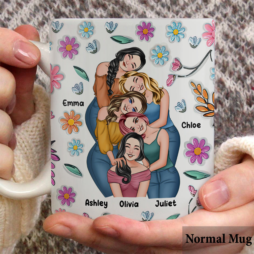 Mug personnalisé « Meilleures amies pour toujours » à motif floral - Mug personnalisé pour meilleures amies