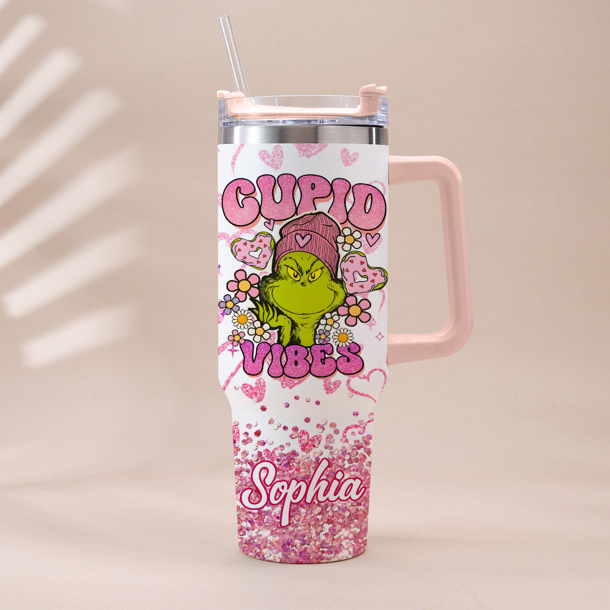 Cupid Vibes - Gobelet de Noël personnalisé avec anse, motif étole