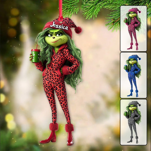 Belle Dame Grinch - Étole de Noël personnalisée - Ornement transparent
