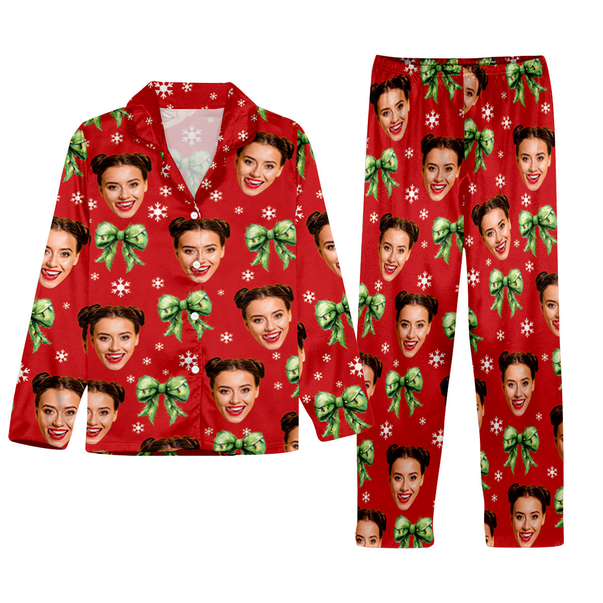 Pyjama de Noël Coquette Grinchmas - Étole personnalisée et chemise à boutons