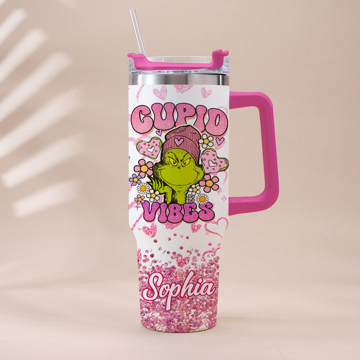 Cupid Vibes - Gobelet de Noël personnalisé avec anse, motif étole