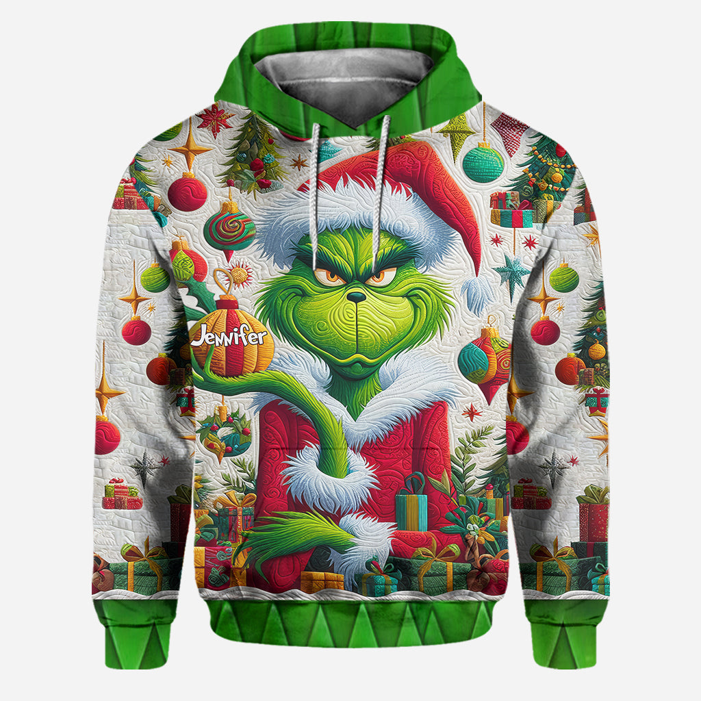 Joyeux Grinchmas ! - Sweat à capuche et legging personnalisés avec étole de Noël