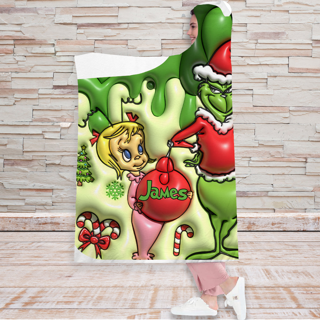 Green Christmas - Personalized Stole Christmas Hooded Blanket