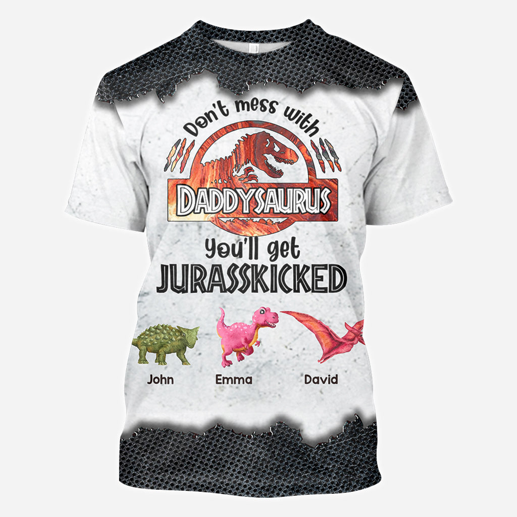 Ne vous frottez pas à Papasaurus - T-shirt personnalisé pour papa