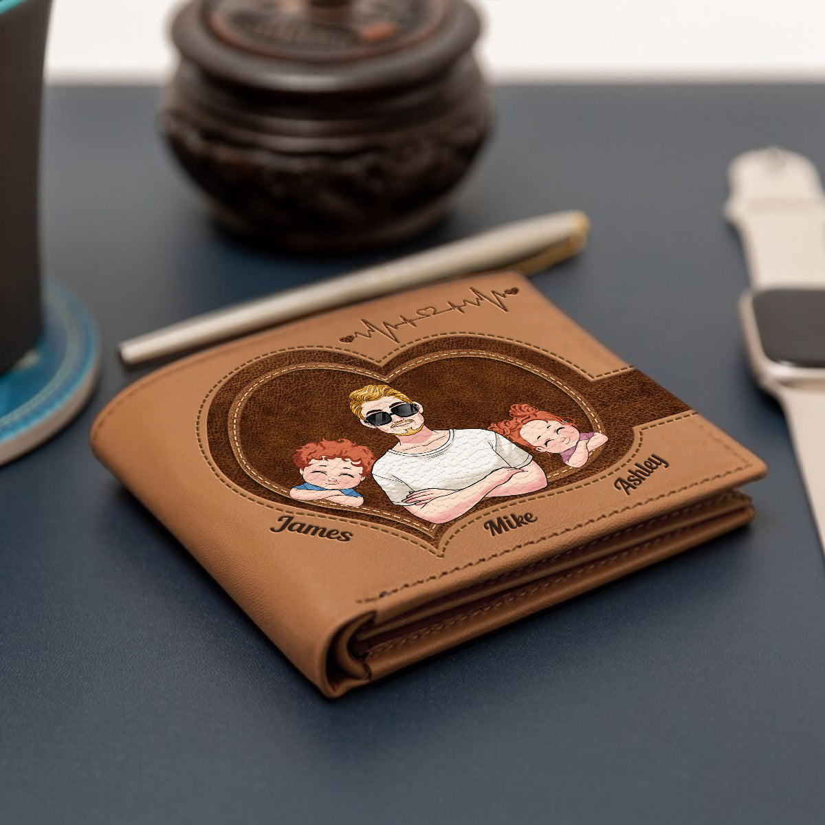 Best Dad Ever - Personalized Father Leather Wallet