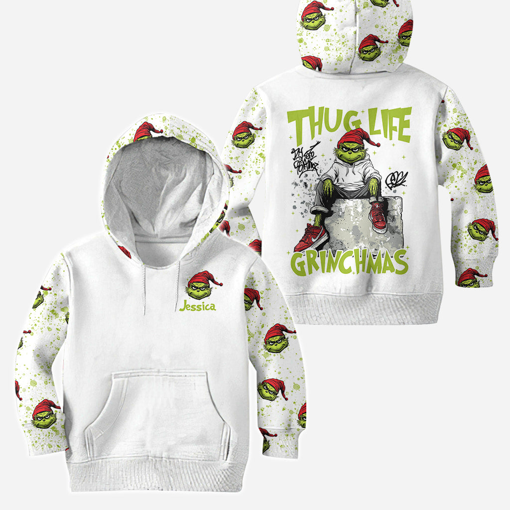 Joyeux Grinchmas ! - Sweat à capuche et legging personnalisés avec étole de Noël