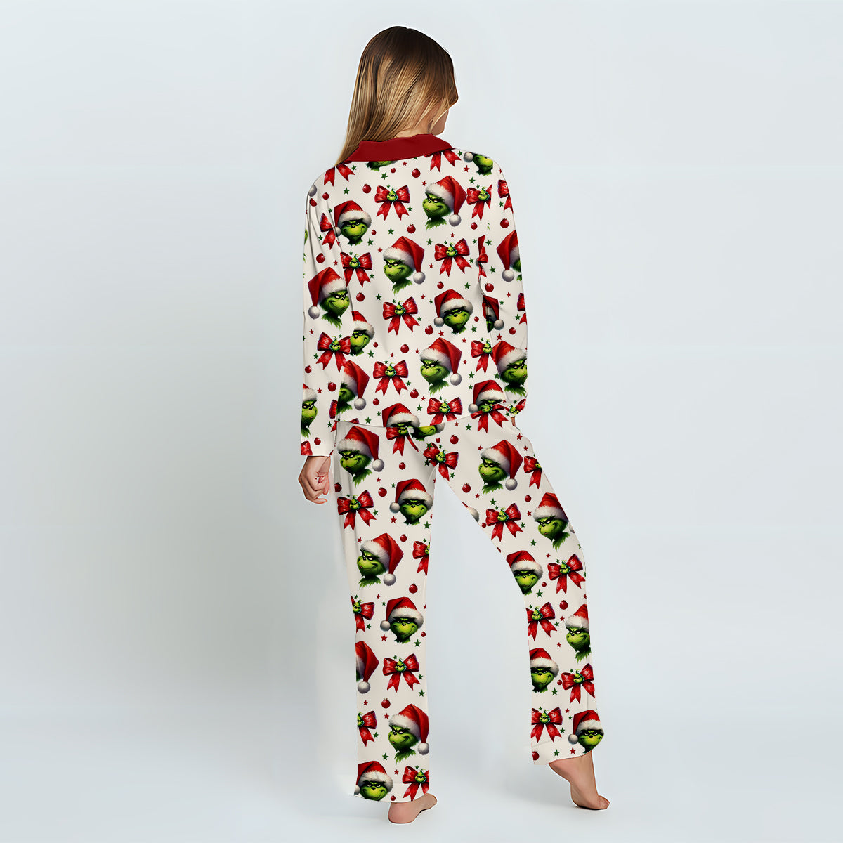 Pyjama de Noël Coquette Grinchmas - Étole personnalisée et chemise à boutons