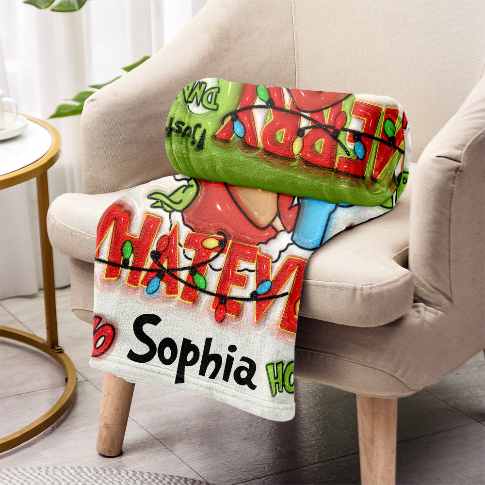 Merry Grinchmas - Personalized Stole Christmas Blanket