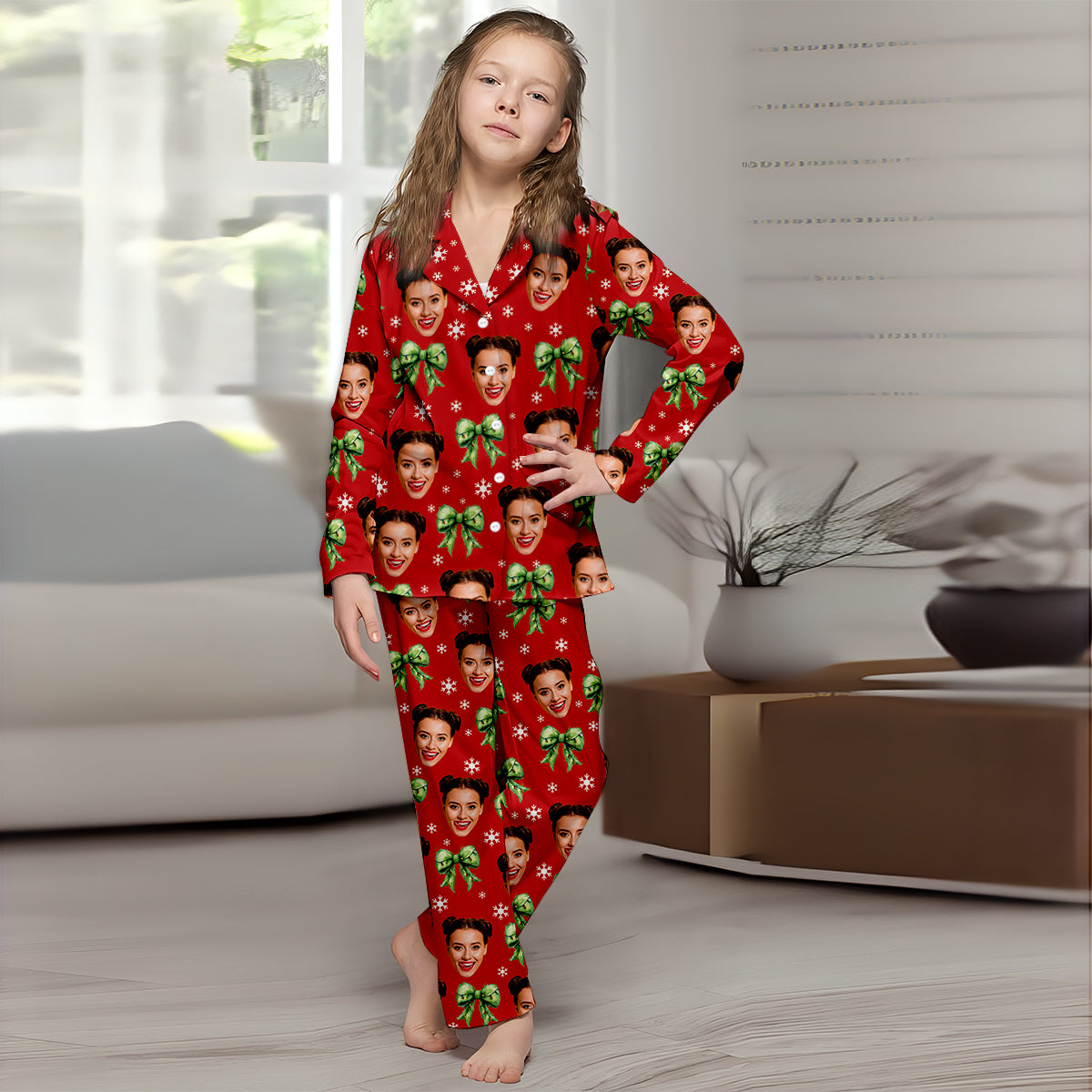Pyjama de Noël Coquette Grinchmas - Étole personnalisée et chemise à boutons