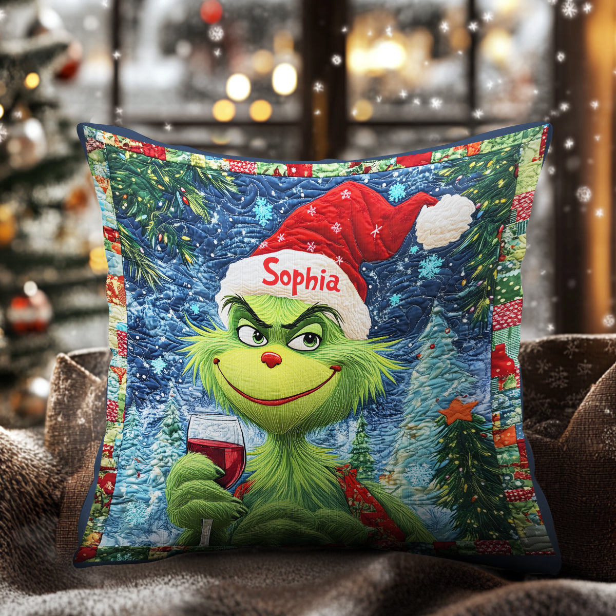 Merry Grinchmas - Personalized Stole Christmas Throw Pillow