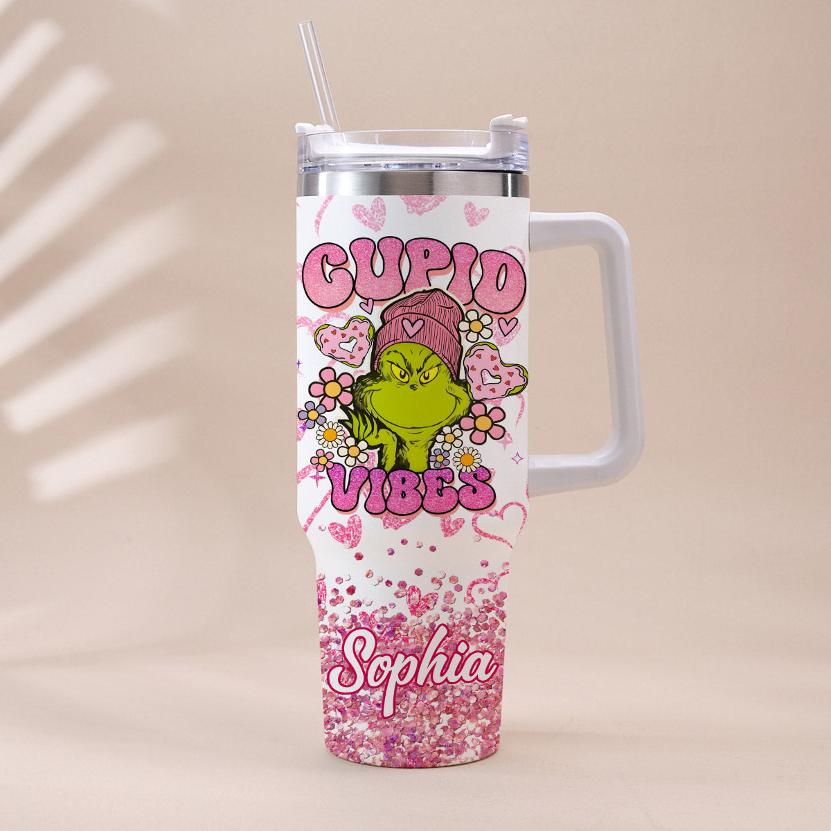 Cupid Vibes - Gobelet de Noël personnalisé avec anse, motif étole