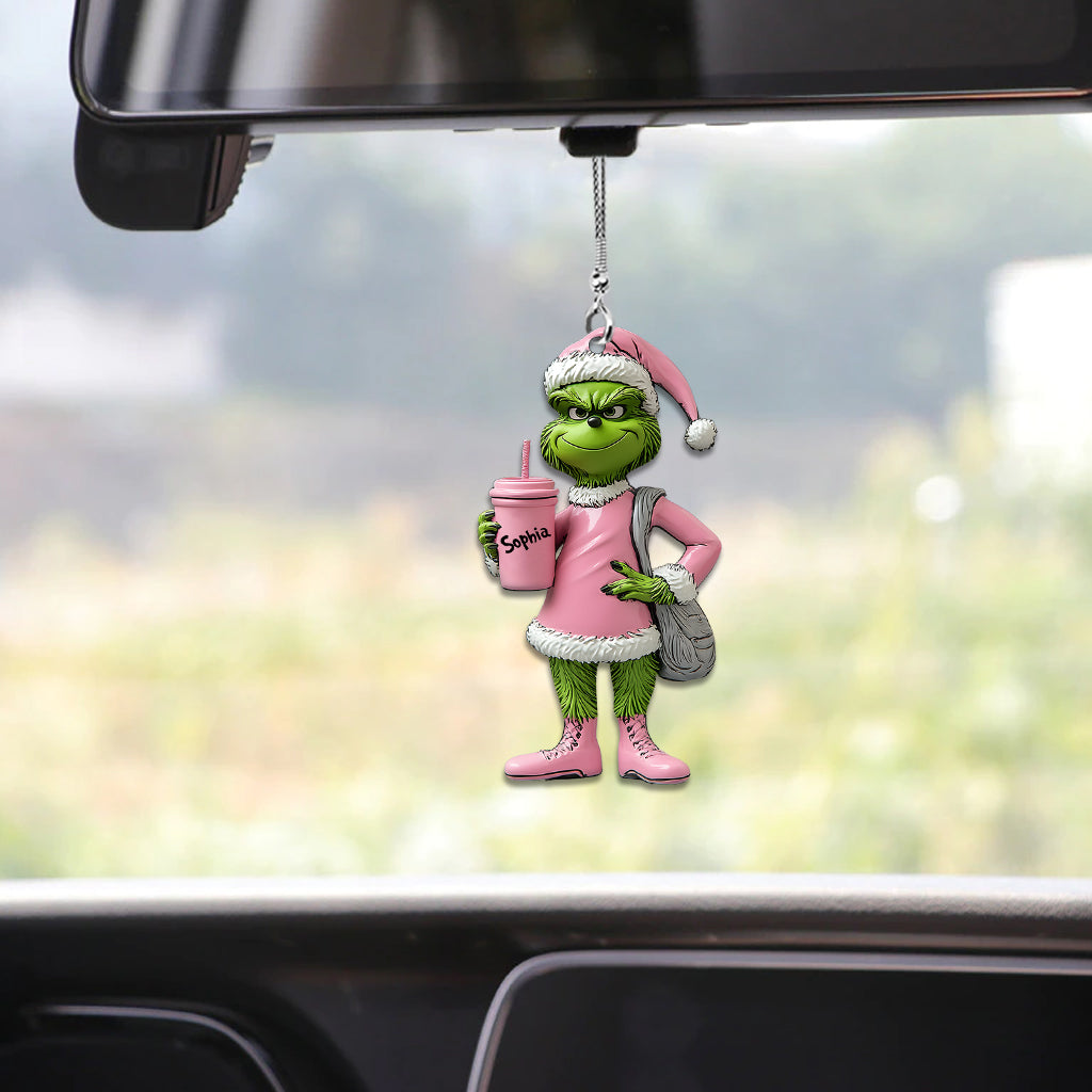 Grinchy Green Lady - Ornement de Noël personnalisé en forme d'étole pour voiture