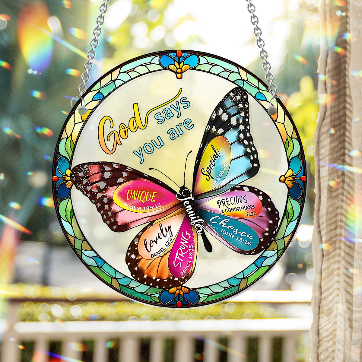 God Says You Are - Personalized Christian Window Hanging Suncatcher Ornament