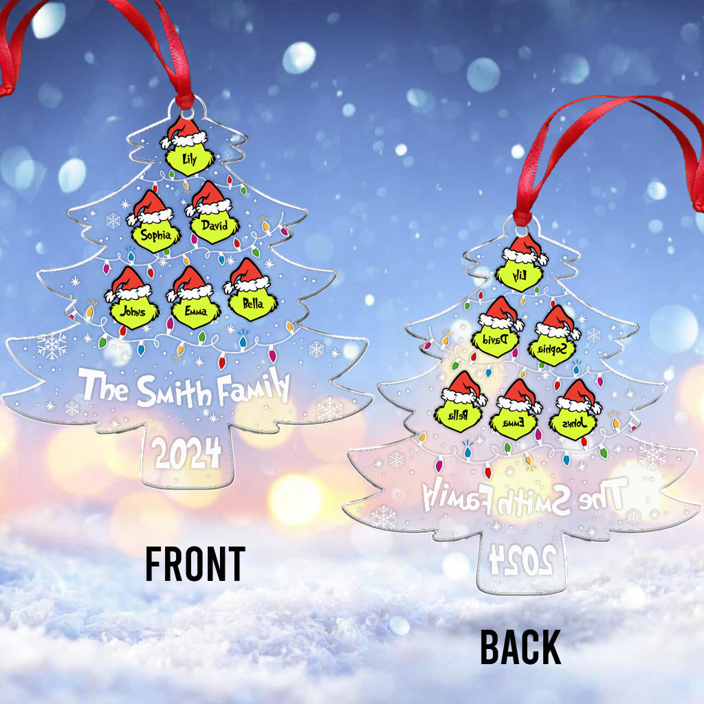 Grinch Family - Personalized Stole Christmas Transparent Ornament