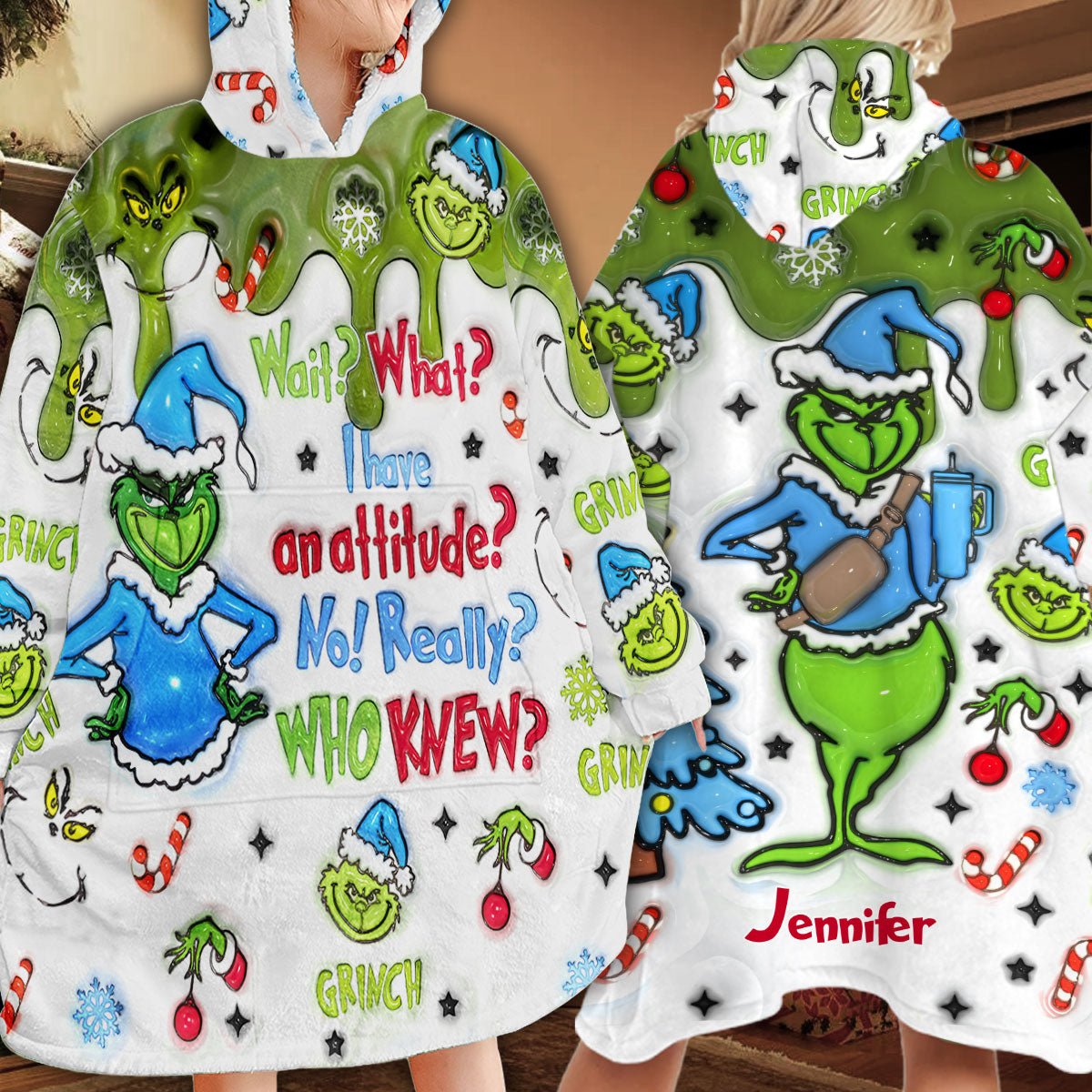 Attendez, quoi ? J'ai du caractère ! - Sweat à capuche personnalisé avec étole de Noël