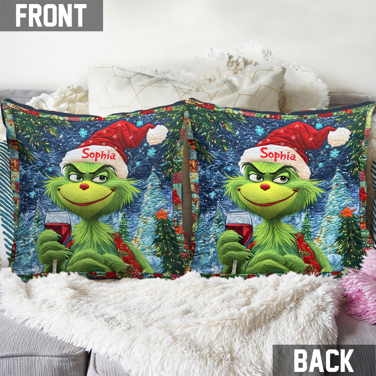 Merry Grinchmas - Personalized Stole Christmas Throw Pillow