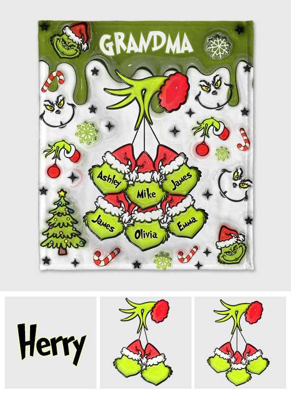 Couverture de Noël personnalisée avec flocons de neige verts (titre au choix)