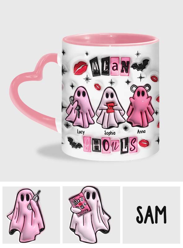 Goules méchantes - Mug personnalisé avec anse en forme de cœur pour meilleure amie