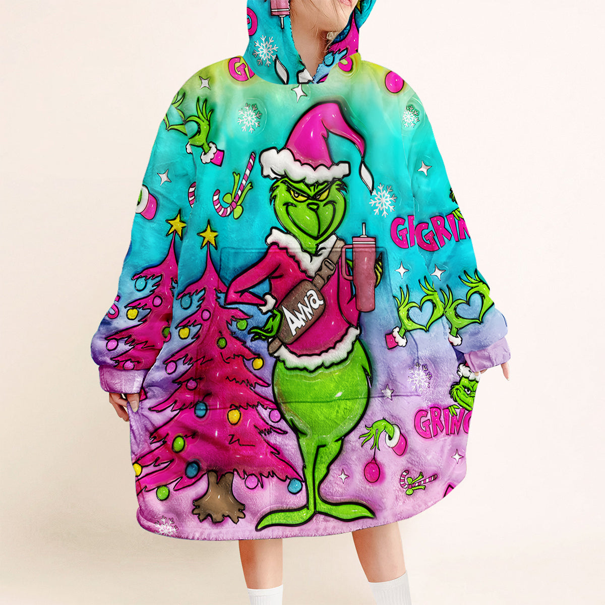 Holo Christmas - Personalized Stole Christmas Blanket Hoodie
