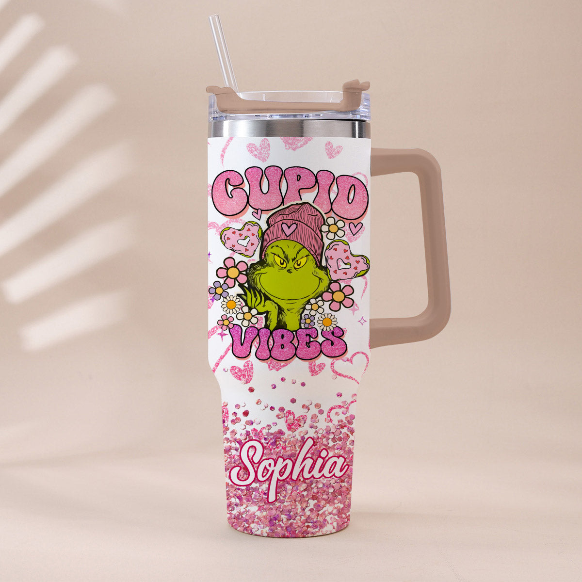 Cupid Vibes - Gobelet de Noël personnalisé avec anse, motif étole