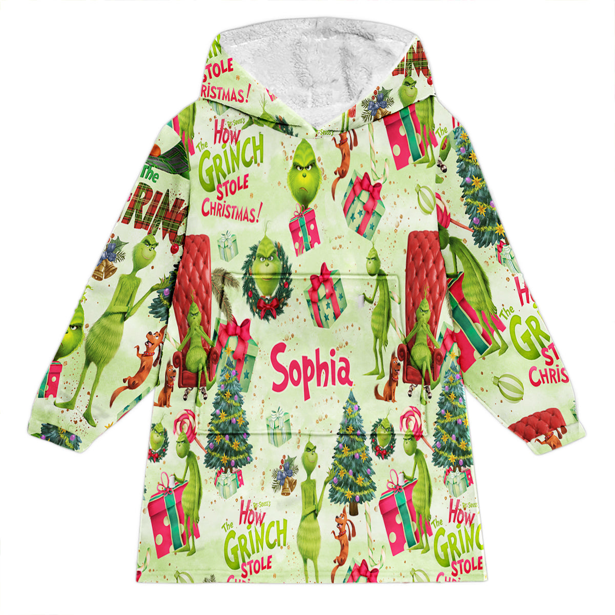 Green Christmas - Personalized Stole Christmas Blanket Hoodie