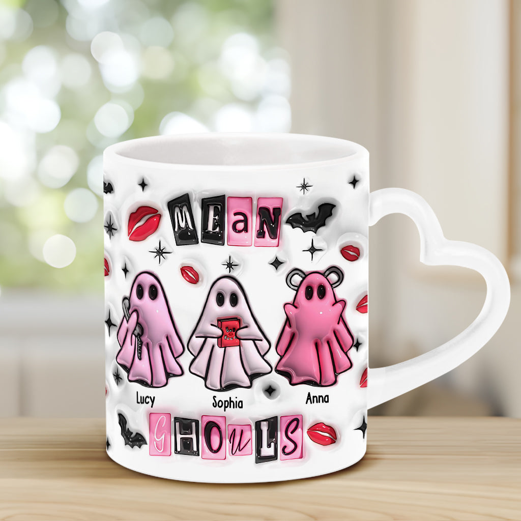 Goules méchantes - Mug personnalisé avec anse en forme de cœur pour meilleure amie