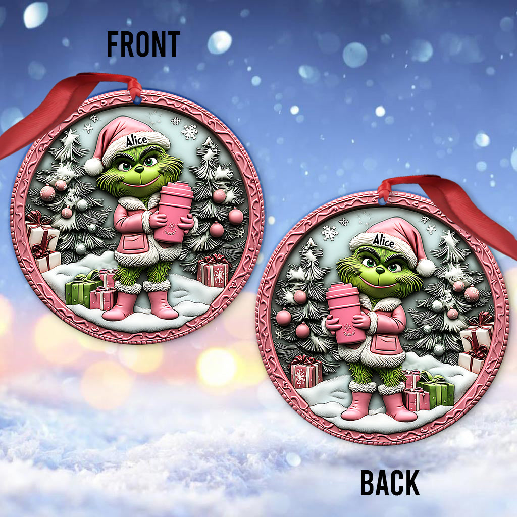 Grinchy Dame Verte - Ornement de Noël personnalisé en forme d'étole