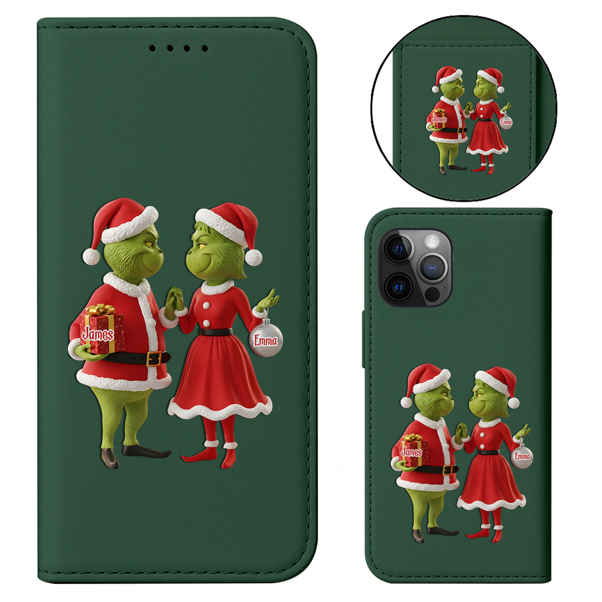 Christmas Gift Merry Grinchmas - Personalized Stole Christmas Wallet Phone Case With Strap