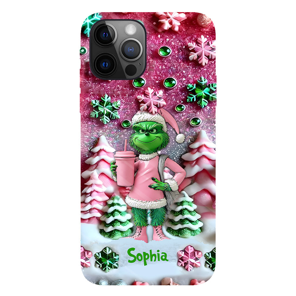 Joyeux Grinchmas - Coque de téléphone personnalisée avec imprimé intégral « Étole de Noël »