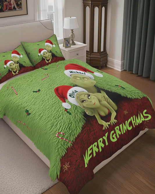 Activité préférée pour ce Grinchmas - Parure de lit de Noël personnalisée avec étole