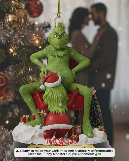 Funny Monster Couple - Personalized Couple Ornament
